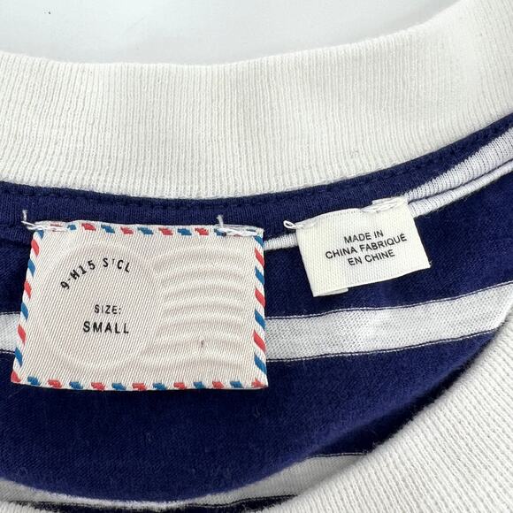 Anthropologie Postmark Natique Navy White Striped Lace Tank Top Size Small - Picture 6 of 9